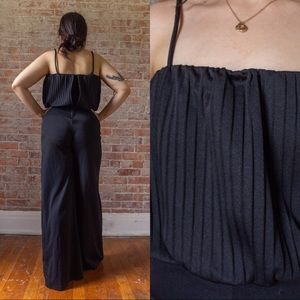 Vintage Pants - SALE 1970s TRUE VINTAGE BLACK JUMPSUIT Vintage Pants - SALE 1970s TRUE VINTAGE BLACK JUMPSUIT